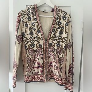 Lucky Brand zip front hoody- Paisley Boho size M